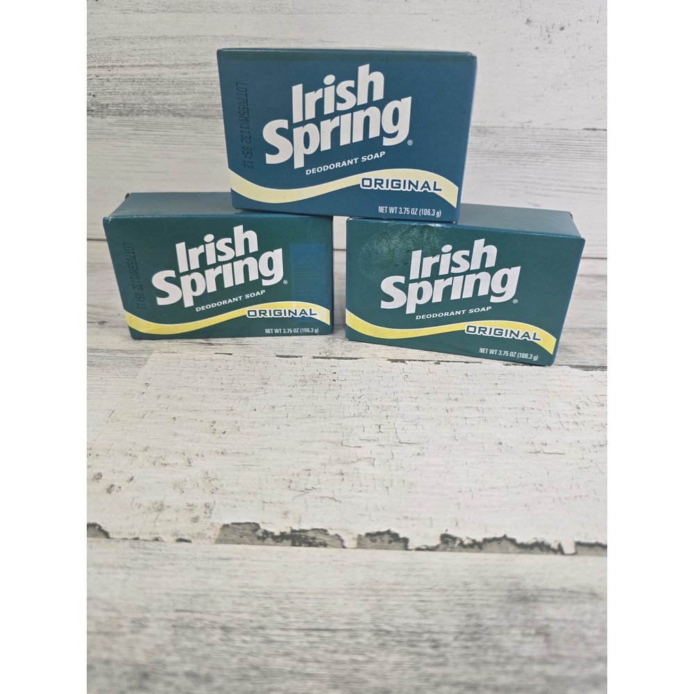 Irish Spring ORIGINAL Soap Lot of 3 Bars 3.75 oz. No Flaxseed Oil New, Sealed